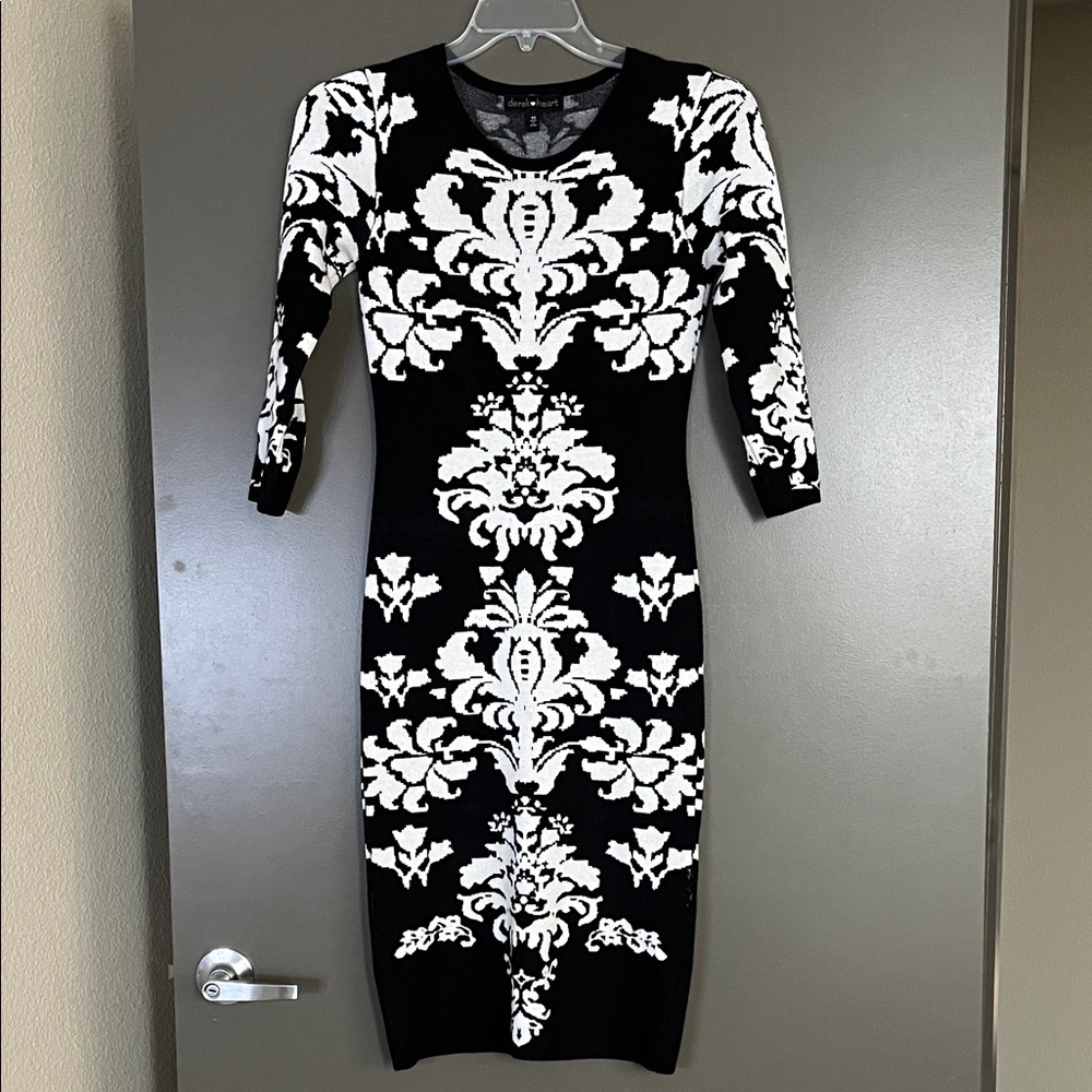 Black and White Long Sleeve Dress winter dress